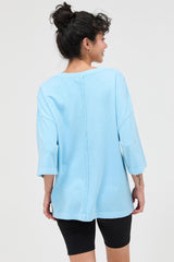 Blue Pigment Oversized Half-Sleeve T-Shirt