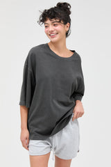 Black Pigment Oversized Half-Sleeve Maternity T-Shirt