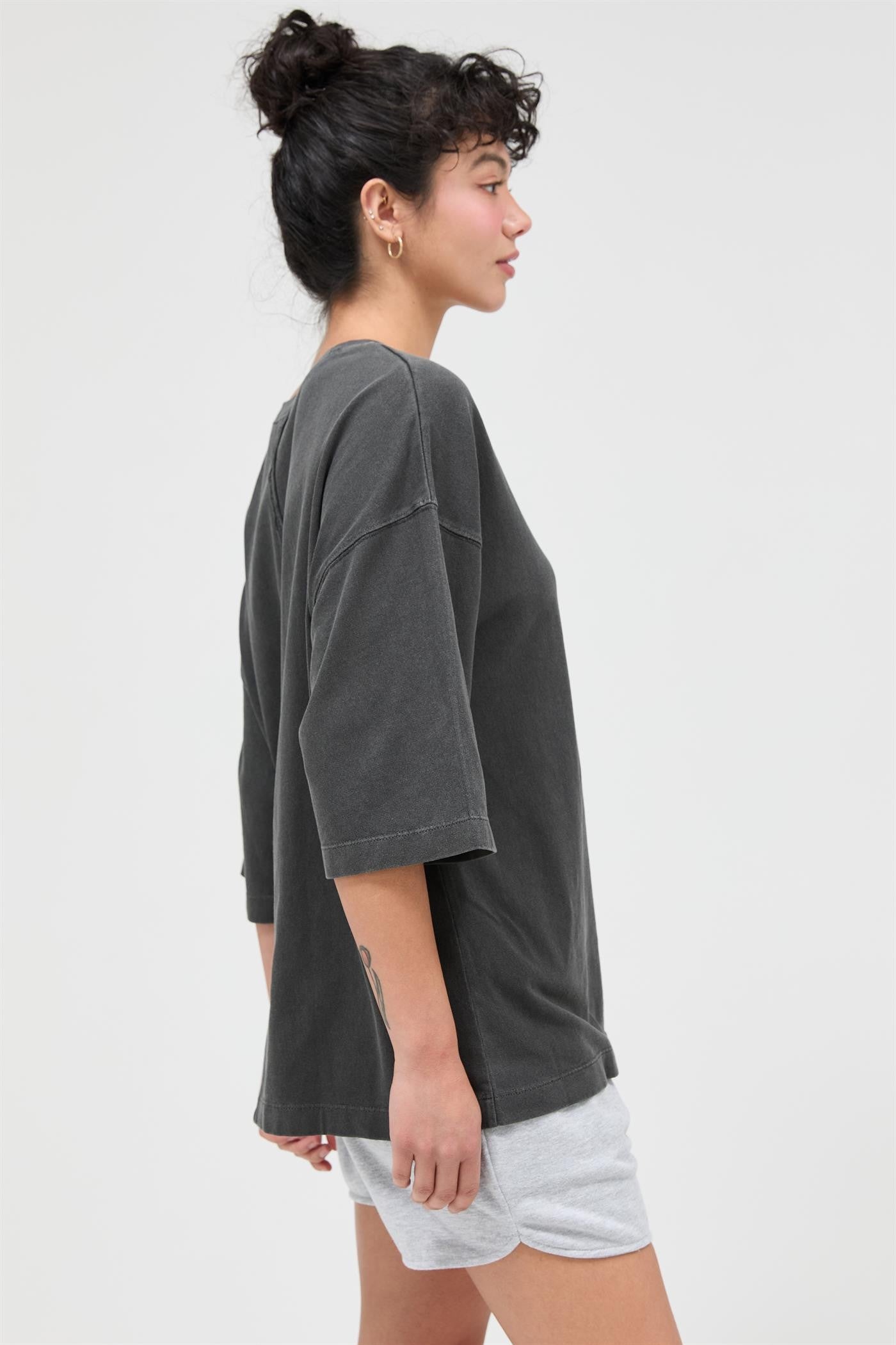 Black Pigment Oversized Half-Sleeve T-Shirt