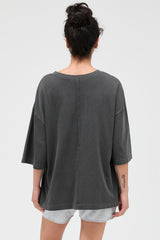 Black Pigment Oversized Half-Sleeve T-Shirt