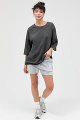 Black Pigment Oversized Half-Sleeve T-Shirt