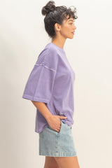 Purple Pigment Oversized Half-Sleeve T-Shirt