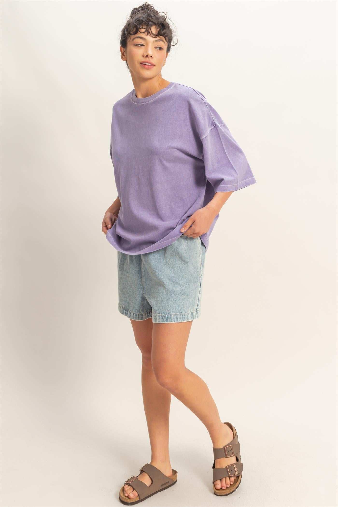 Purple Pigment Oversized Half-Sleeve T-Shirt