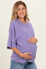 Purple Pigment Oversized Half-Sleeve Maternity T-Shirt