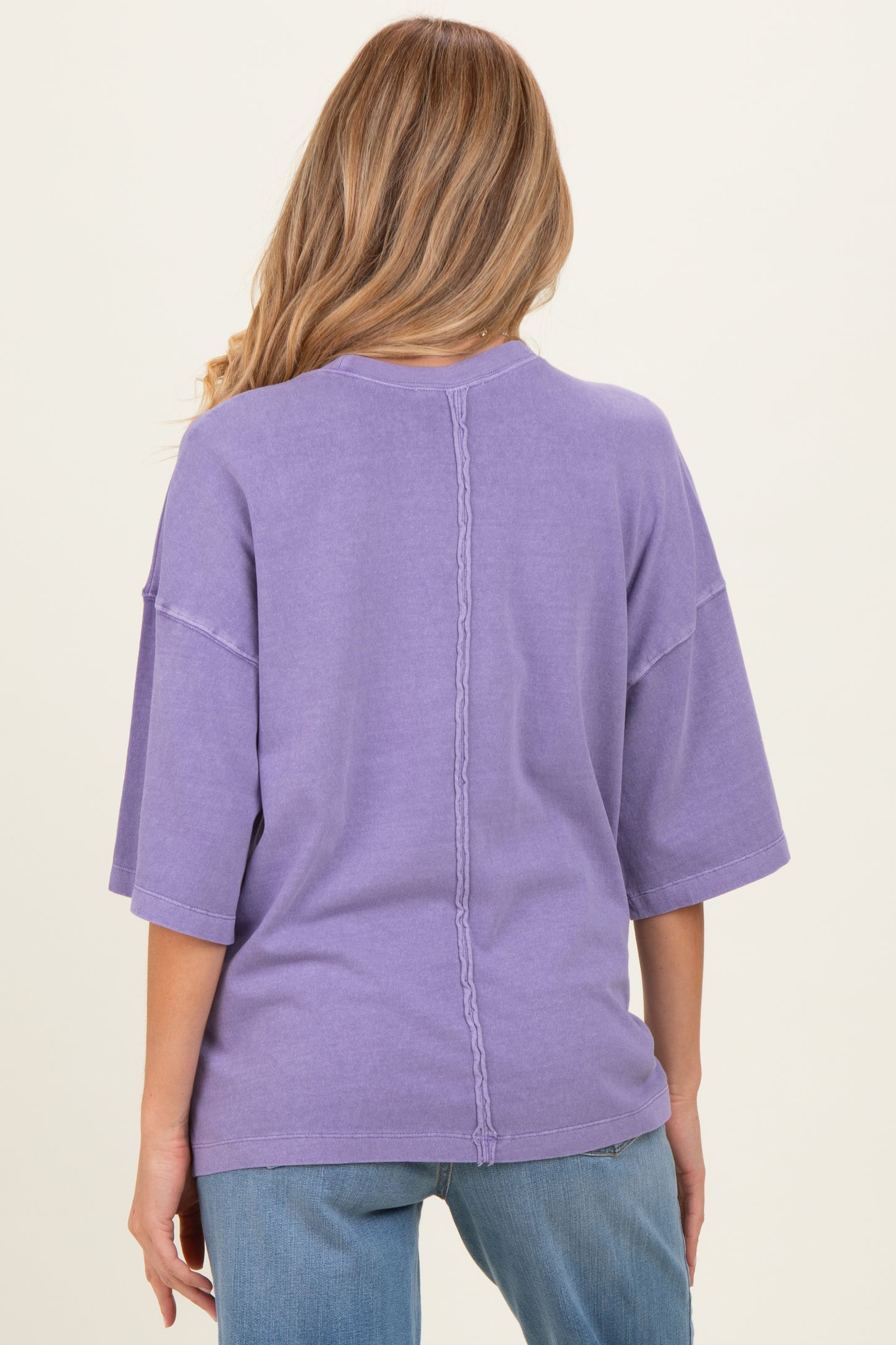 Purple Pigment Oversized Half-Sleeve Maternity T-Shirt