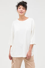 White Pigment Oversized Half-Sleeve Maternity T-Shirt