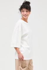 White Pigment Oversized Half-Sleeve T-Shirt