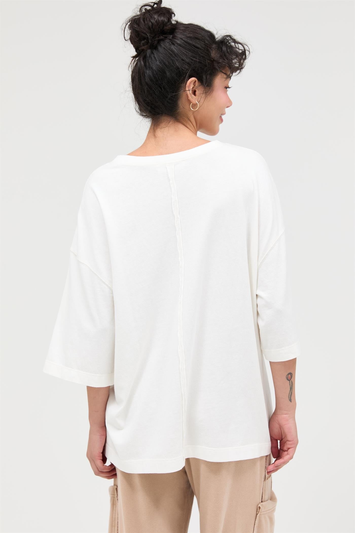 White Pigment Oversized Half-Sleeve T-Shirt