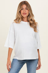 White Pigment Oversized Half-Sleeve Maternity T-Shirt