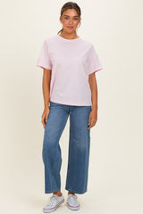 Soft Pink Oversized Short Sleeve Crew Neck T-Shirt
