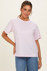 Soft Pink Oversized Short Sleeve Crew Neck T-Shirt