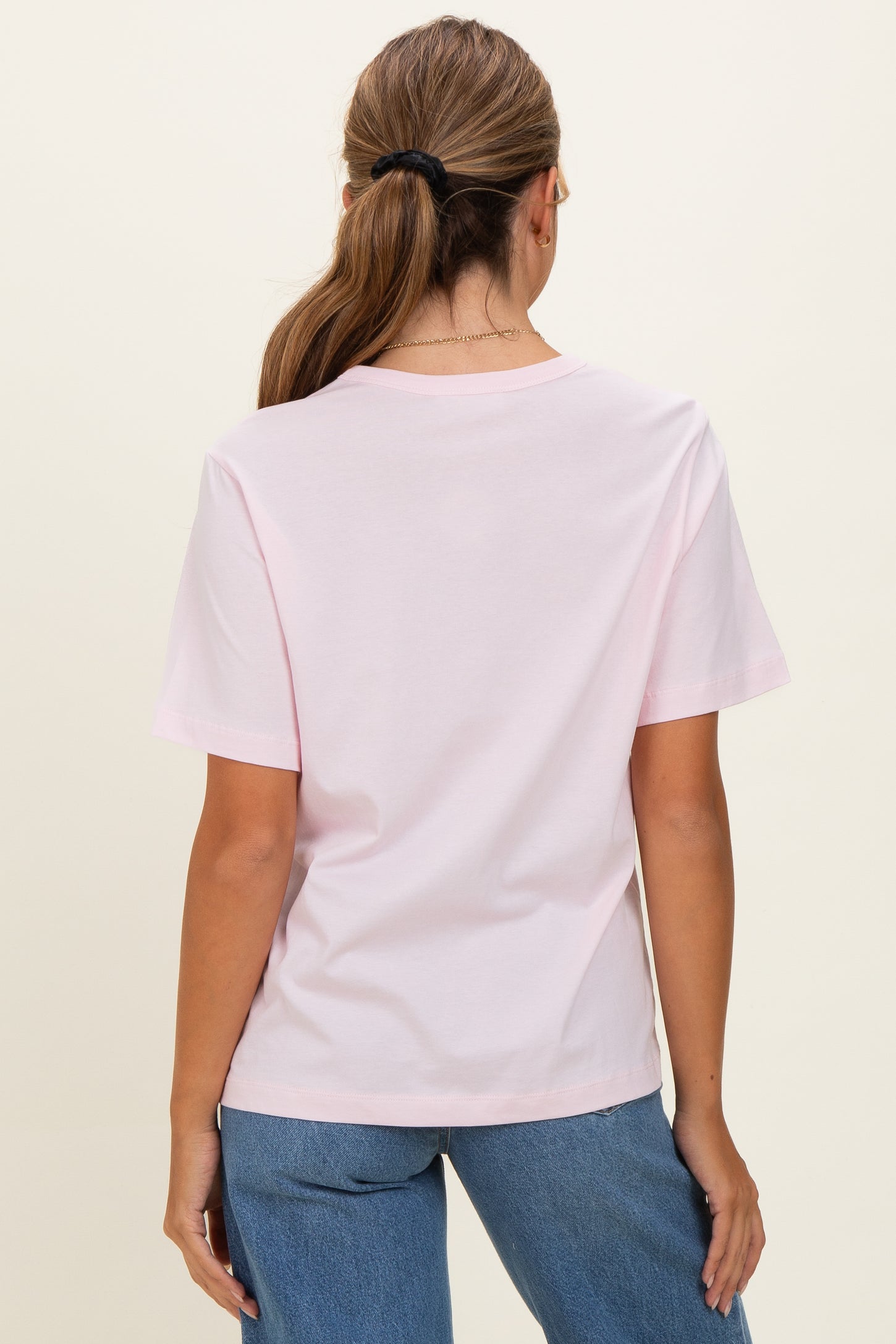 Soft Pink Oversized Short Sleeve Crew Neck T-Shirt