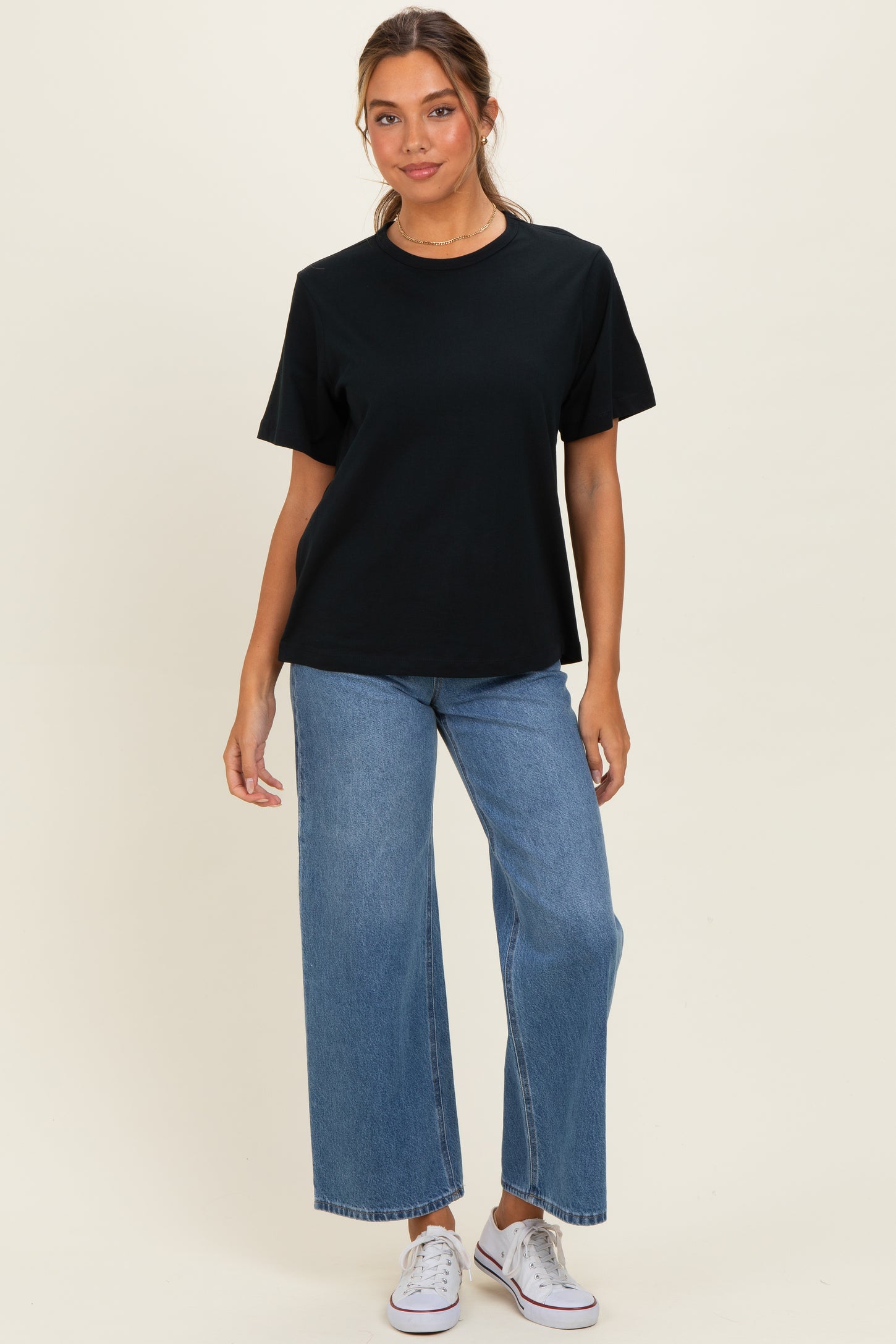 Black Oversized Short Sleeve Crew Neck T-Shirt
