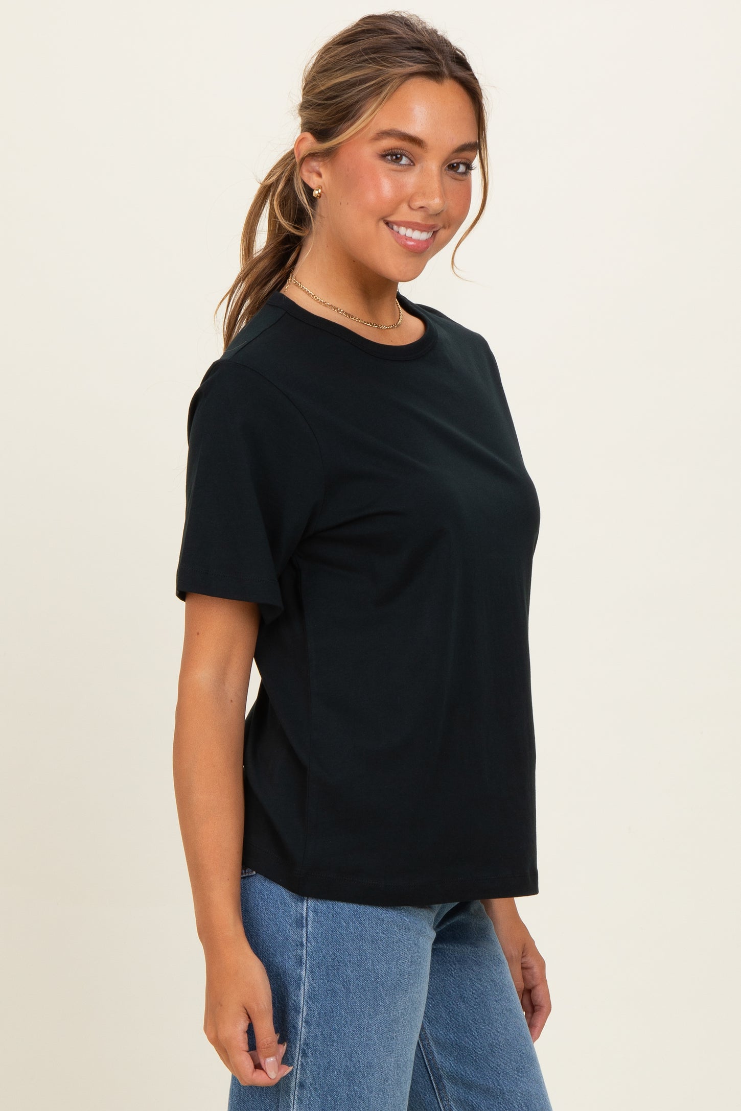 Black Oversized Short Sleeve Crew Neck T-Shirt