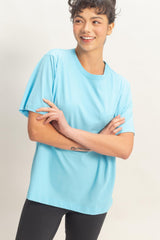 Blue Oversized Short Sleeve Crew Neck Maternity T-Shirt