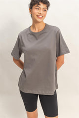 Charcoal Oversized Short Sleeve Crew Neck T-Shirt