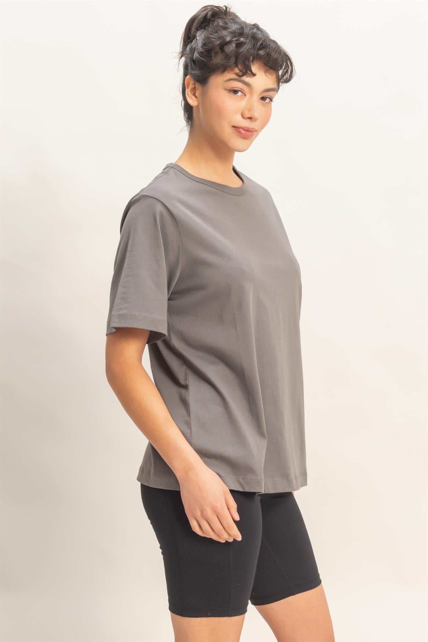 Charcoal Oversized Short Sleeve Crew Neck T-Shirt