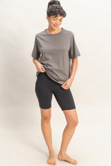 Charcoal Oversized Short Sleeve Crew Neck T-Shirt