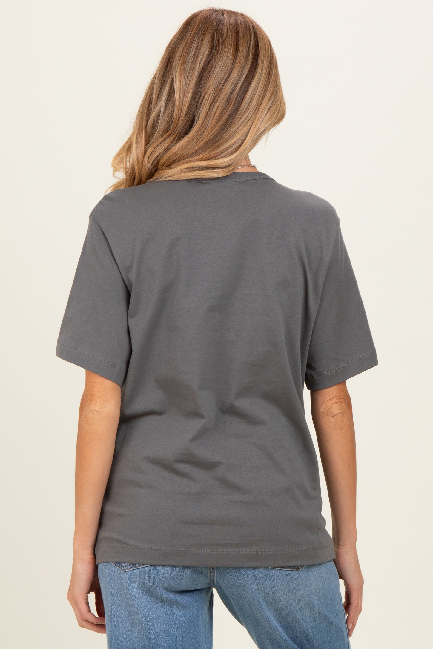 Charcoal Oversized Short Sleeve Crew Neck Maternity T-Shirt