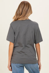 Charcoal Oversized Short Sleeve Crew Neck Maternity T-Shirt