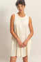 Cream Sleeveless Crewneck Tiered Mini Dress