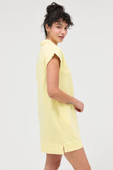 Yellow Half Zip Up Mock Neck Mini Dress