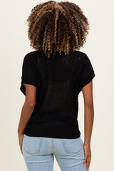 Black Open-Knit Dolman Sleeve Maternity Top