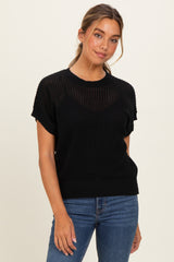 Black Open-Knit Dolman Sleeve Maternity Top
