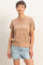 Taupe Open-Knit Dolman Sleeve Top