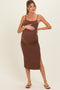Chocolate Side Slit Fitted Maternity Tank Dress