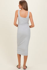 Silver Grey Square Neck Maternity Tank Dress