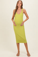 Chartreuse Square Neck Maternity Tank Dress