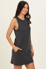 Black Pigment Dyed Sleeveless Mini Dres