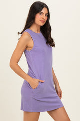 Purple Pigment Dyed Sleeveless Mini Dres
