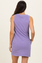 Purple Pigment Dyed Sleeveless Mini Dres