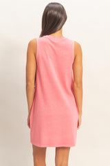 Pink Pigment Dyed Sleeveless Mini Dres