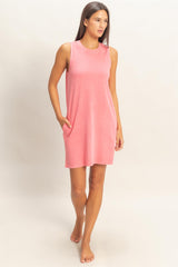 Pink Pigment Dyed Sleeveless Mini Dres