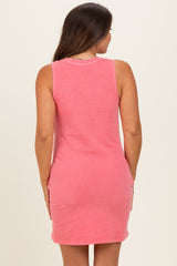 Pink Pigment Dyed Sleeveless Maternity Mini Dres