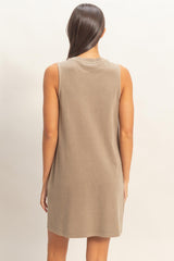 Mocha Pigment Dyed Sleeveless Mini Dres