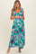 Teal Floral V-Neck Ruffle Strap Maternity Maxi Dress
