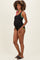 Black Multicolor Trim One Shoulder One Piece Maternity Swimsuit