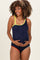 Navy Multicolor Trim One Shoulder One Piece Maternity Swimsuit