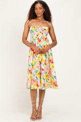 Ivory Floral Keyhole Halter Midi Dress