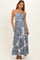 Navy Satin Floral Crossback Maternity Maxi Dress
