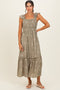 Olive Embroidered Ruffle Strap Smocked Maxi Dress