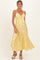 Yellow Floral Front Tie Racerback Maternity Midi Dress