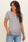 Black Stripe Scoop Neck Henley Maternity Top