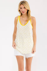 Yellow Floral Solid Trim Maternity Tank Top