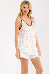 Brick Floral Solid Trim Tank Top