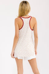 Brick Floral Solid Trim Tank Top